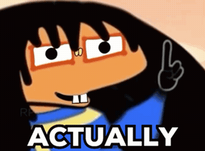 A Cartoon Character With A Peace Sign And The Words Actually Below It GIF