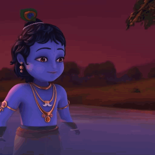 A Cartoon Character With A Peacock Feather On His Head Is Standing In A Body Of Water GIF