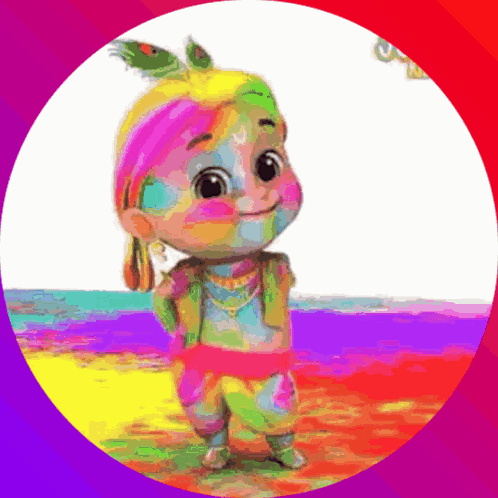 A Cartoon Character With A Peacock On His Head GIF