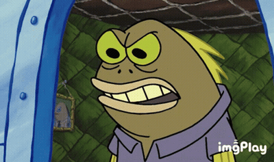 A Cartoon Character With A Picture Of A Fish On The Wall Behind Him And The Words Imgplay On The Bottom GIF