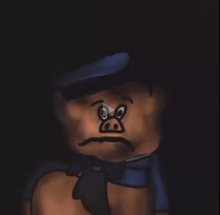 A Cartoon Character With A Pig Face Painted On His Face GIF