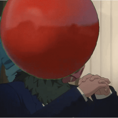 A Cartoon Character With A Pig Head And A Tomato On Top Of It GIF
