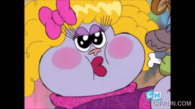 A Cartoon Character With A Pink Bow On Her Head And A Cn Logo GIF