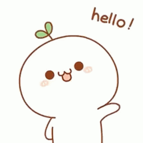 A Cartoon Character With A Plant Growing Out Of It 'S Head Is Saying `` Hello '' . GIF
