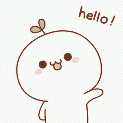 A Cartoon Character With A Plant Growing Out Of Its Head And The Words Hello Written Below It GIF