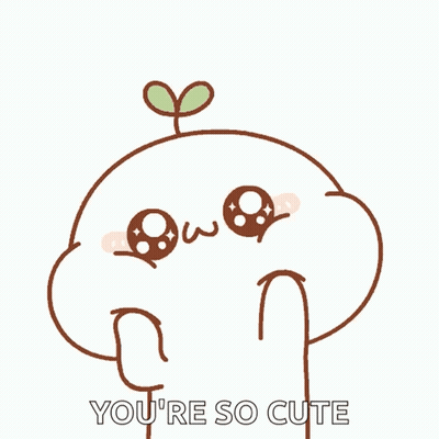 A Cartoon Character With A Plant Growing Out Of Its Head And The Words You 'Re So Cute Below It GIF
