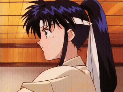 A Cartoon Character With A Ponytail And A Bandana Around Her Head GIF