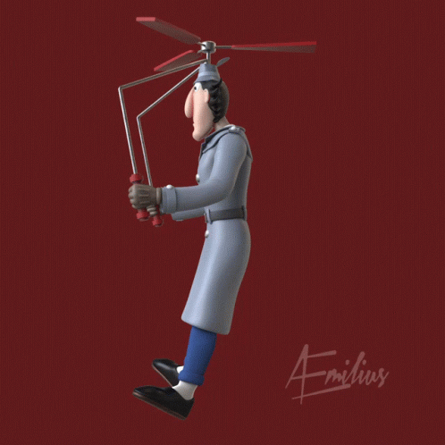 A Cartoon Character With A Propeller On His Head And The Name Emilius On The Bottom GIF