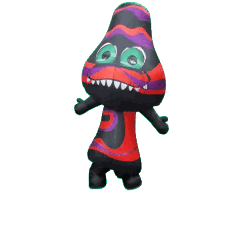 A Cartoon Character With A Purple And Red Striped Shirt And Green Eyes Sticker