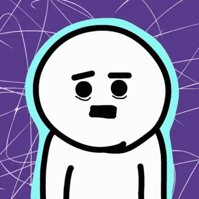 A Cartoon Character With A Purple Background And A Blue Border GIF