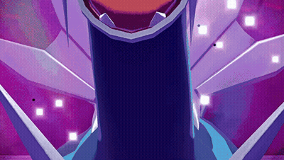 A Cartoon Character With A Purple Background And White Squares On It GIF
