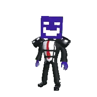 A Cartoon Character With A Purple Cube On His Head And A Smiley Face . Sticker