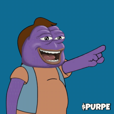 A Cartoon Character With A Purple Face And Brown Hair Points To The Right And Says Ha Ha GIF