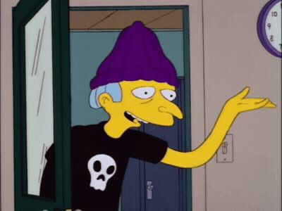 A Cartoon Character With A Purple Hat And A Skull Shirt GIF