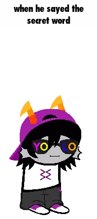 A Cartoon Character With A Purple Hat And Glasses Says When He Sayed The Secret Word Sticker