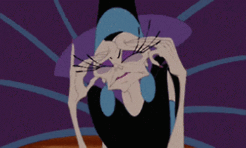 A Cartoon Character With A Purple Hat Is Covering Her Eyes GIF