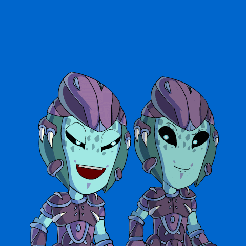 A Cartoon Character With A Purple Helmet Is Laughing With A Blue Background GIF