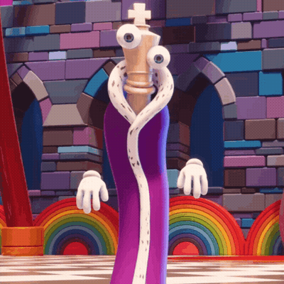 A Cartoon Character With A Purple Robe And White Arms GIF