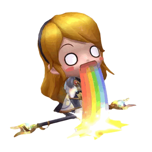 A Cartoon Character With A Rainbow Coming Out Of Its Mouth Sticker