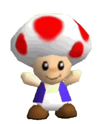 A Cartoon Character With A Red And White Mushroom Hat And A Purple Vest Sticker