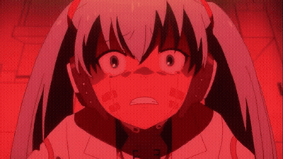 A Cartoon Character With A Red Background And The Letter E On Her Neck GIF