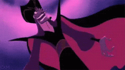 A Cartoon Character With A Red Cape Is Holding A Sword . GIF