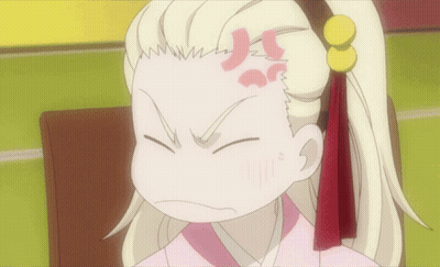 A Cartoon Character With A Red Circle On Her Forehead Looks Angry GIF