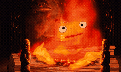 A Cartoon Character With A Red Face And White Eyes Is Standing In Front Of A Mirror GIF