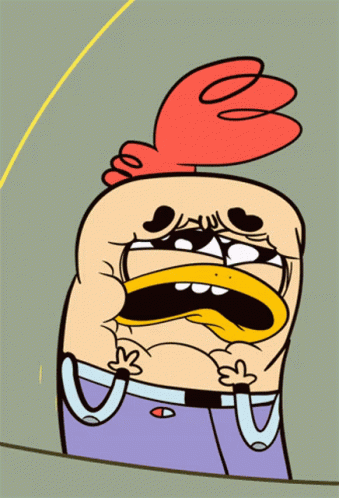 A Cartoon Character With A Red Hair And A Yellow Beak GIF