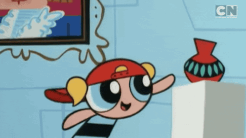 A Cartoon Character With A Red Hat And A Cn Logo On The Bottom GIF