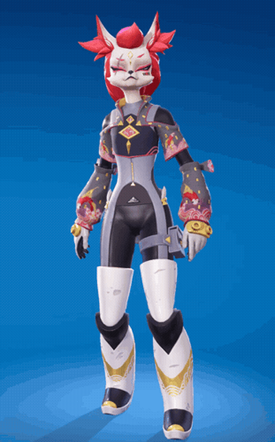 A Cartoon Character With A Red Head And White Ears Is Standing On A Blue Background GIF