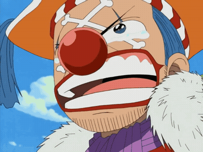 A Cartoon Character With A Red Nose And A Cross On His Face GIF