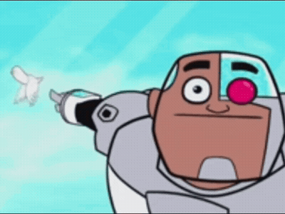 A Cartoon Character With A Red Nose Is Pointing At Something In The Sky GIF