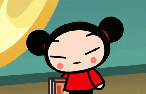 A Cartoon Character With A Red Shirt And Black Pants GIF