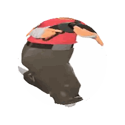 A Cartoon Character With A Red Shirt And Brown Pants Is Running With A Gun On His Back . Sticker