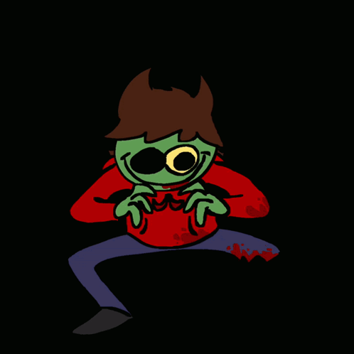 A Cartoon Character With A Red Sweater And Green Face GIF