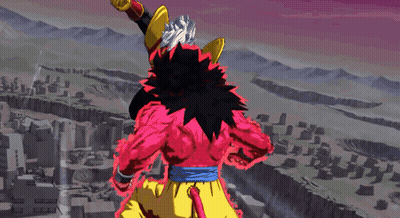 A Cartoon Character With A Red Tail Is Fighting Another Character In A Video Game GIF