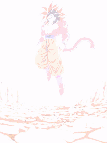 A Cartoon Character With A Red Tail Is Standing On A Rocky Hillside GIF