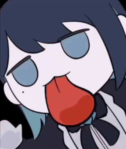 A Cartoon Character With A Red Tongue Sticking Out Of His Mouth GIF