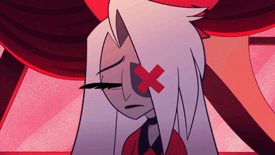 A Cartoon Character With A Red X On Her Eye GIF