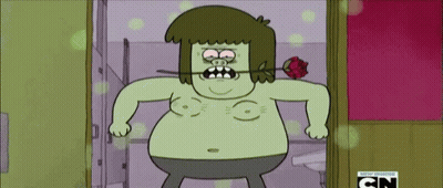 A Cartoon Character With A Rose In His Mouth And The Word Cn At The Bottom GIF