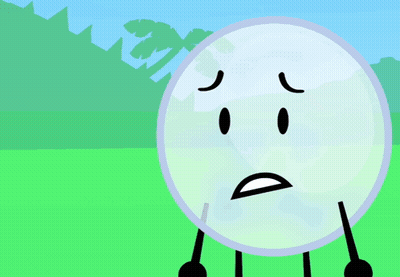 A Cartoon Character With A Sad Face Is Standing Next To Another Character GIF