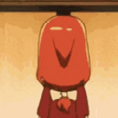 A Cartoon Character With A Sausage Head Is Standing Upside Down . GIF