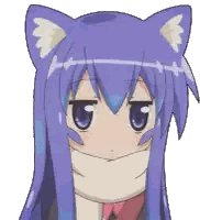 A Cartoon Character With A Scarf Around Her Neck And Cat Ears Sticker