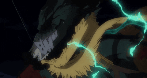 A Cartoon Character With A Scarf Around His Neck And A Lightning Bolt Coming Out Of His Mouth GIF