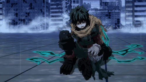 A Cartoon Character With A Scarf Around His Neck Is Kneeling Down GIF