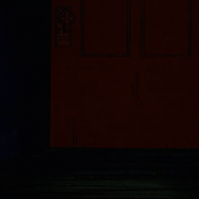 A Cartoon Character With A Scarf Around His Neck Is Peeking Out From Behind A Door GIF