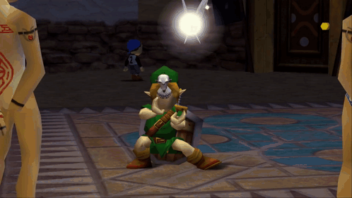 A Cartoon Character With A Shield And A Sword In A Video Game GIF