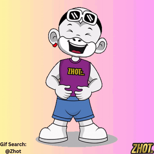 A Cartoon Character With A Shirt That Says Zhot On It GIF