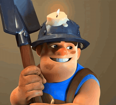 A Cartoon Character With A Shovel And A Candle On His Helmet GIF